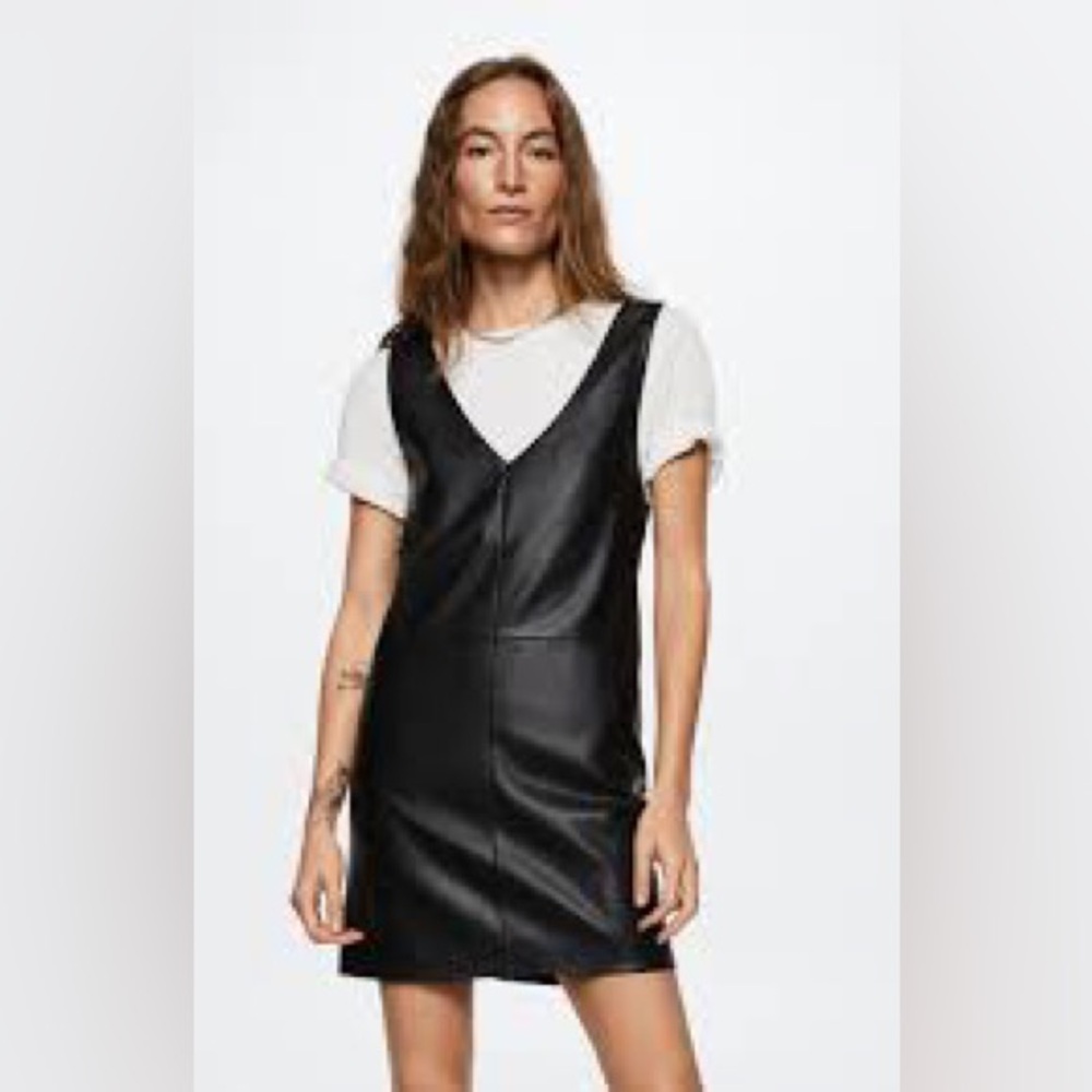 Mango Black Leather Dress